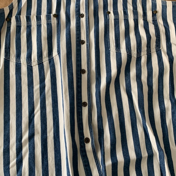 ABE for Honest Jeanswear Striped Vest Button Down Top - Picture 4 of 6